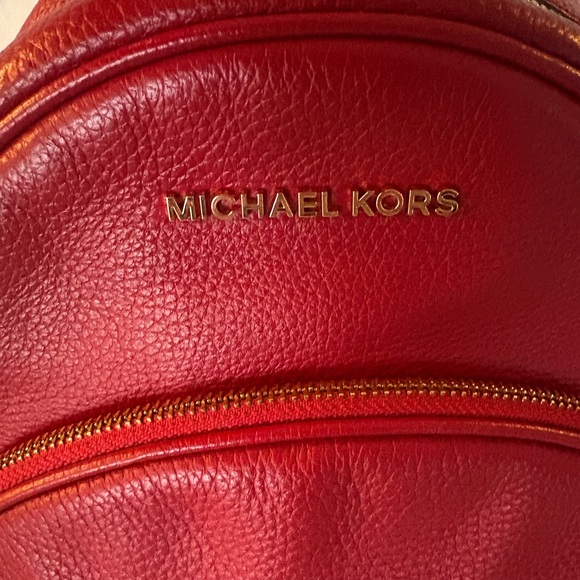 Michael Kors Red Leather Medium Alley Backpack EUC - Picture 5 of 16